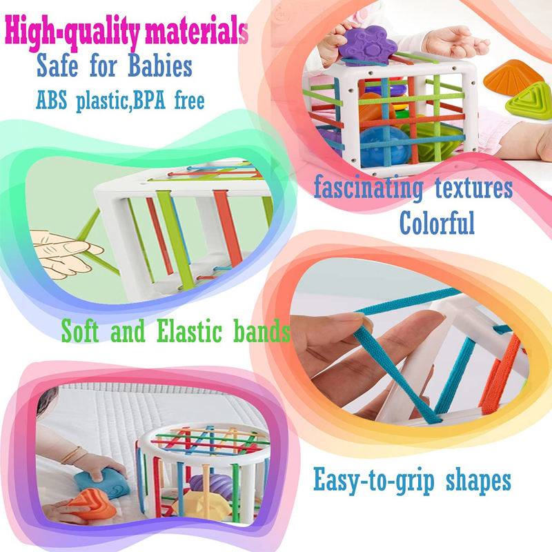 Learning Toddlers Square Baby Sorting Colorful Cube Multi Sensory Shape Toys