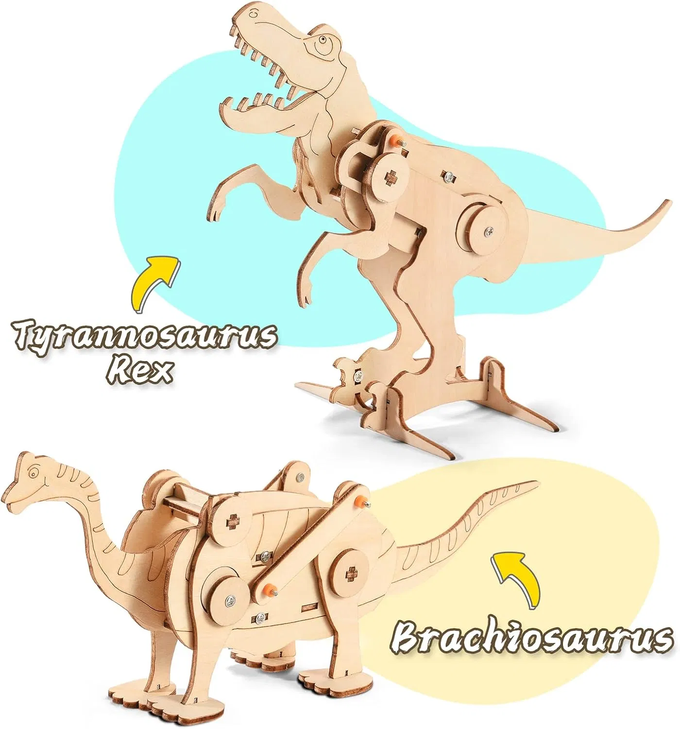 Educational Wooden Dinosaur Construction Toys for Young Minds Stem Kits 3D Building Stem Creative Scientific Programming Learning Wooden Educational Toys for Ki