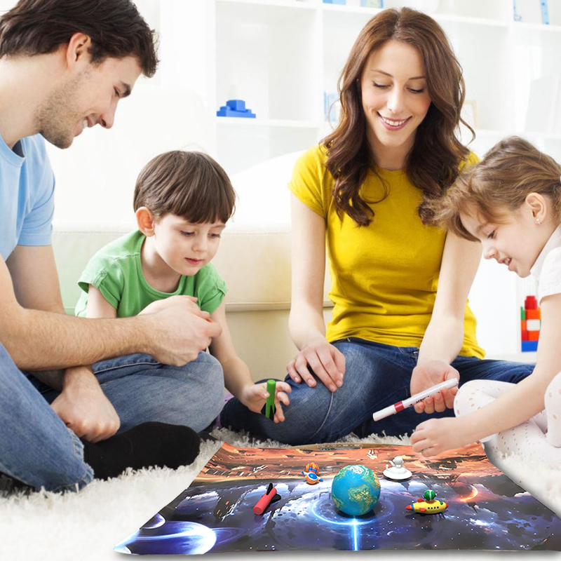 WAYEE Kids STEM Space Science Activity Kit | DIY Rocket Launch Experiment with Light-Up Glow Earth Night Light Plastic