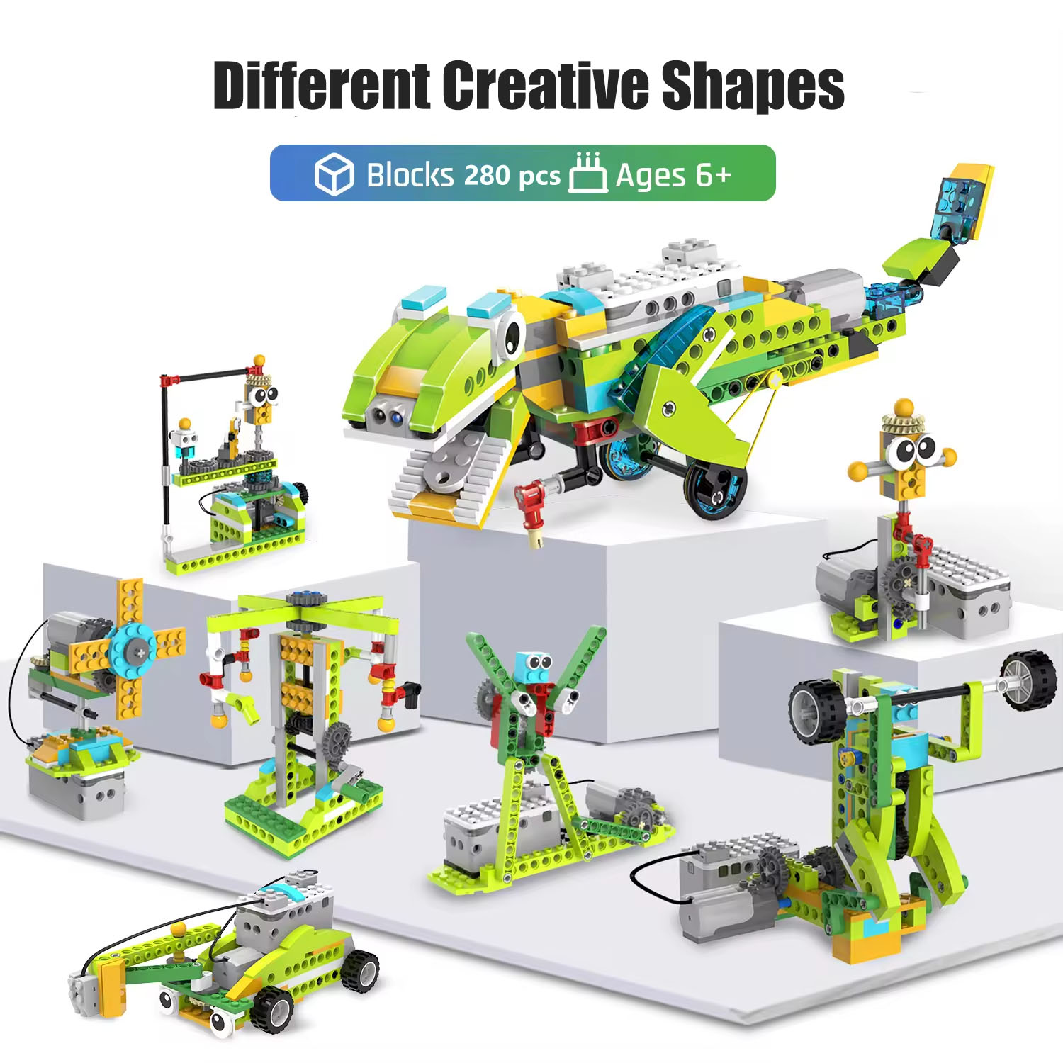 Application Control Intelligent Programmable Robot Electric Programming Toy Plastic Building Block Assembly Coding Toys for Kids