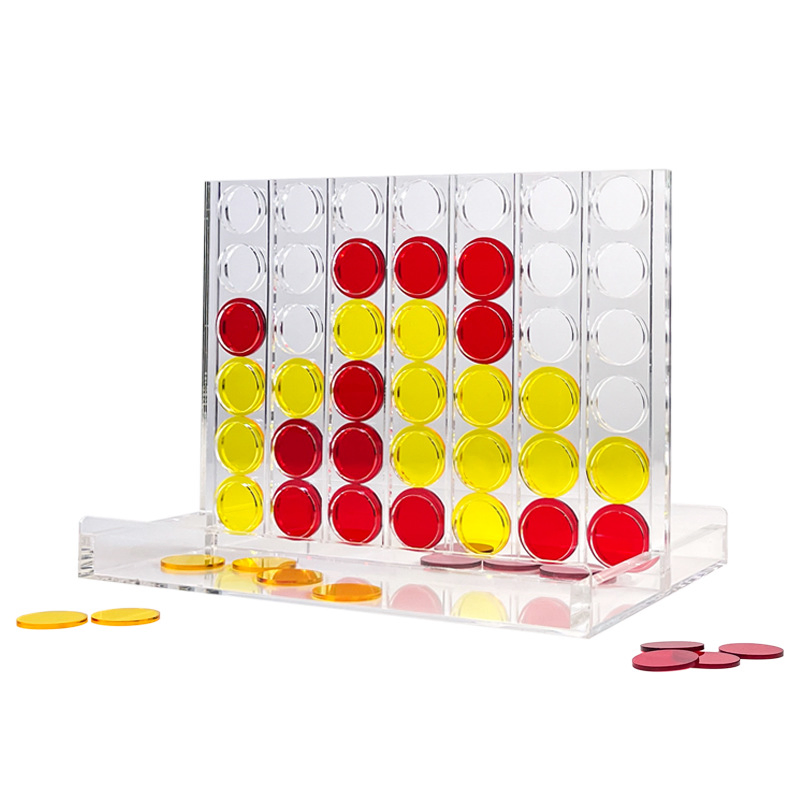 Acrylic Stereo Board Game with Red Yellow Pieces Educational Game