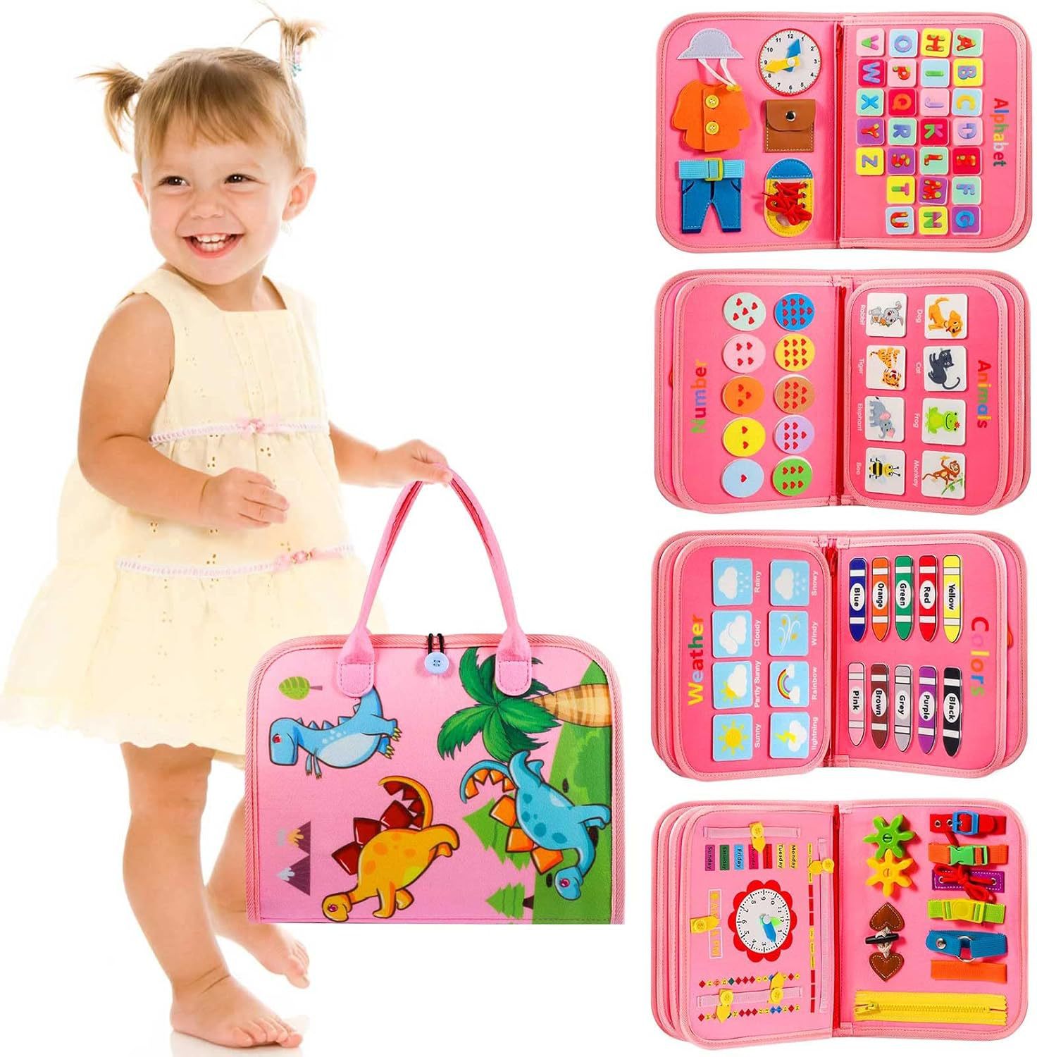 Montessori Early Childhood Sensory Education - New Busy Board Book Soft Toy Travel Learning Activity Board
