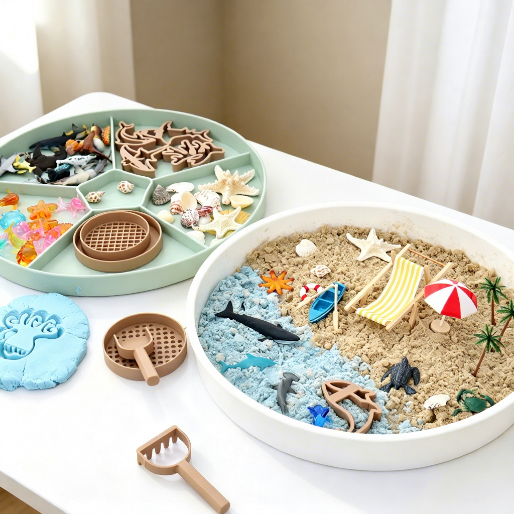 Tolulo Montessori Sensory Bin Food Grade Silicone Sensory Toy Tray for Kids
