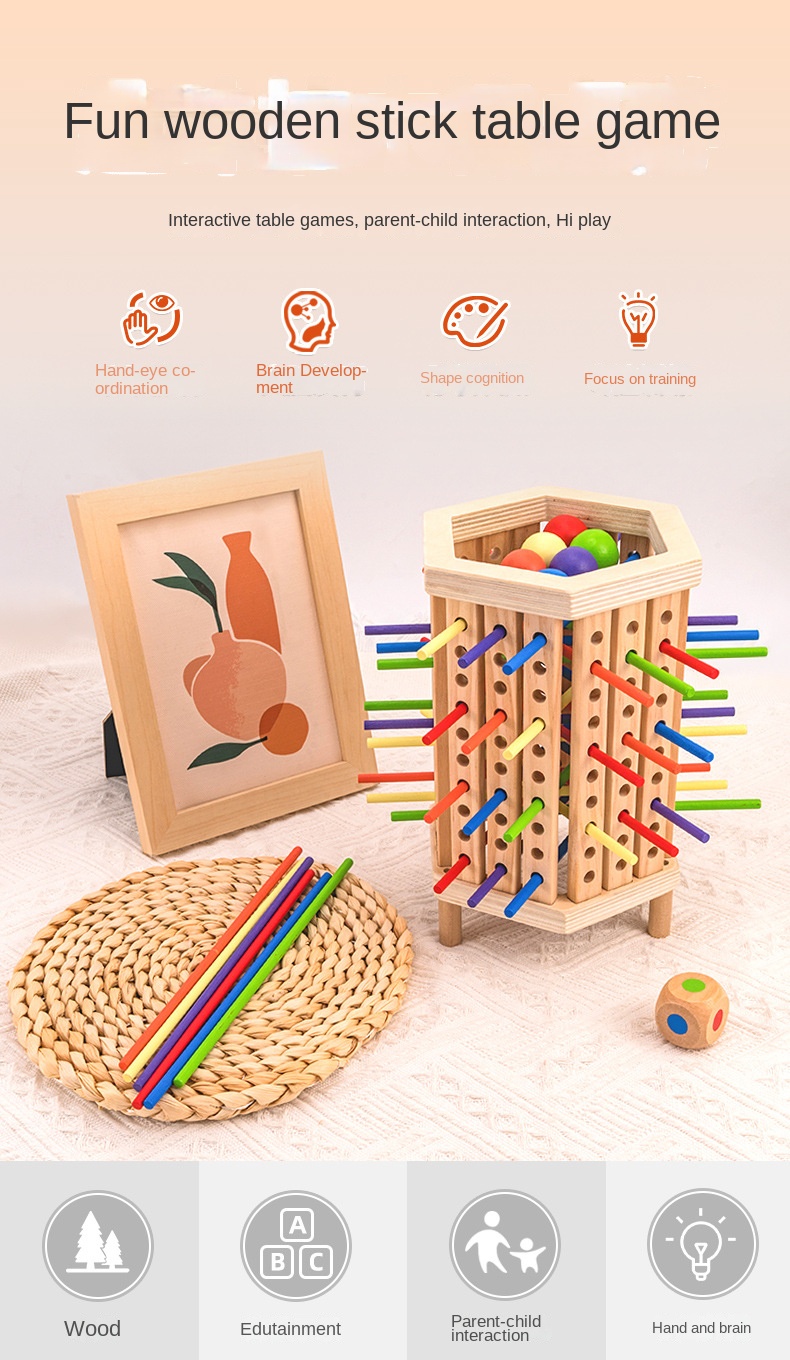 Wooden Stick Game Puzzle Dice Toy
