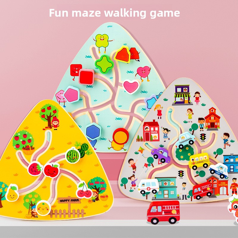 Children Montessori Wooden Toys Walking Pairing Maze Board Early Educational Interactive Learning Toy Age 0-3 Years Custom Size