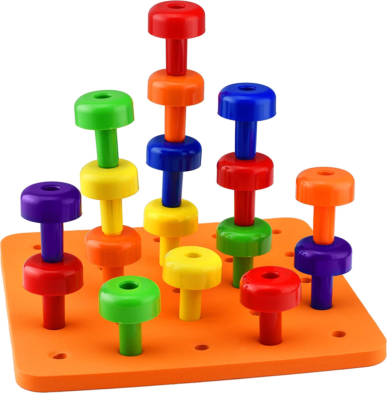 Toddler Peg Board Sensory Toys Montessori Toys for Toddlers Fine Motor Skills Educational Toys 30 Pieces Stackable Peg
