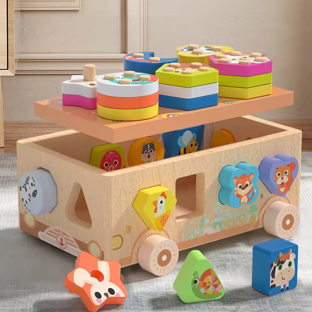 Montessori Wooden Ice Cream Dessert Cart Early Childhood Education Fine Motor Skills Development Shape Sorting Educational Toys
