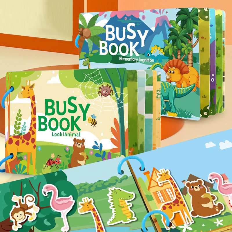Montessori Baby Enlightenment Educational Felt Busy Book Puzzle Sticker Toy EN71 Certified Quiet Book Birthday Gift for Toddlers