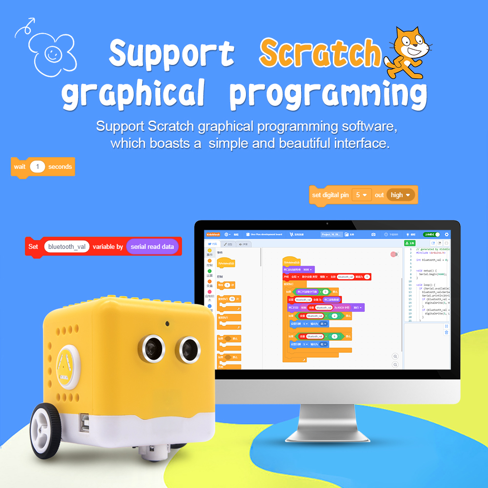 Kidsbits Stem Programming Smart Robot Kit Coding Robot Car for Arduino for Kids