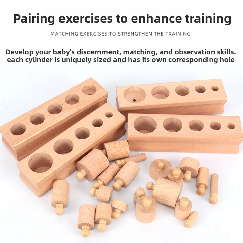 Montessori Early Education Teaching Aid Cylinder Insets Wooden Educational Toy for Preschoolers Young Children Color Box