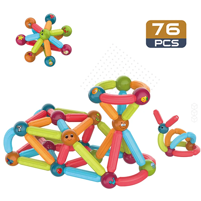 AiJH DIY Creative Educational Stem Magnetic Building Blocks Set Magnet Block Sticks Juguete De Bloques Toys