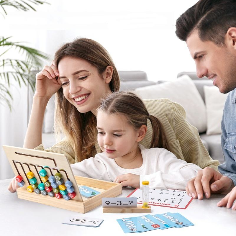 Double-Sided Math Letter Learning Box Interactive Montessori Toy with Arithmetic Games Letter Recognition Educational Gift