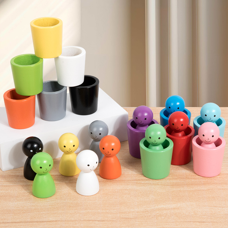 Hot Style Montessori Educational Toys New Fashion Wooden Color Classification Cup Age 3+ Years Old Toddler 5 to 7 Years Learn