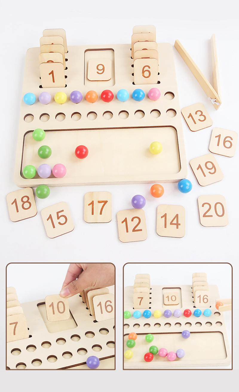 Children Learning Math Toy Education Game Montessori Wooden Counting Board Beads Tray Number Calculation Toy Kids Learning Math