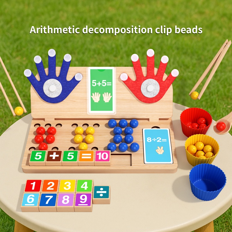 New Montessori Beads Math Kids Mathematics Educational Wooden Arithmetic Decomposition Clip Beads Finger Counting Toys for Kids