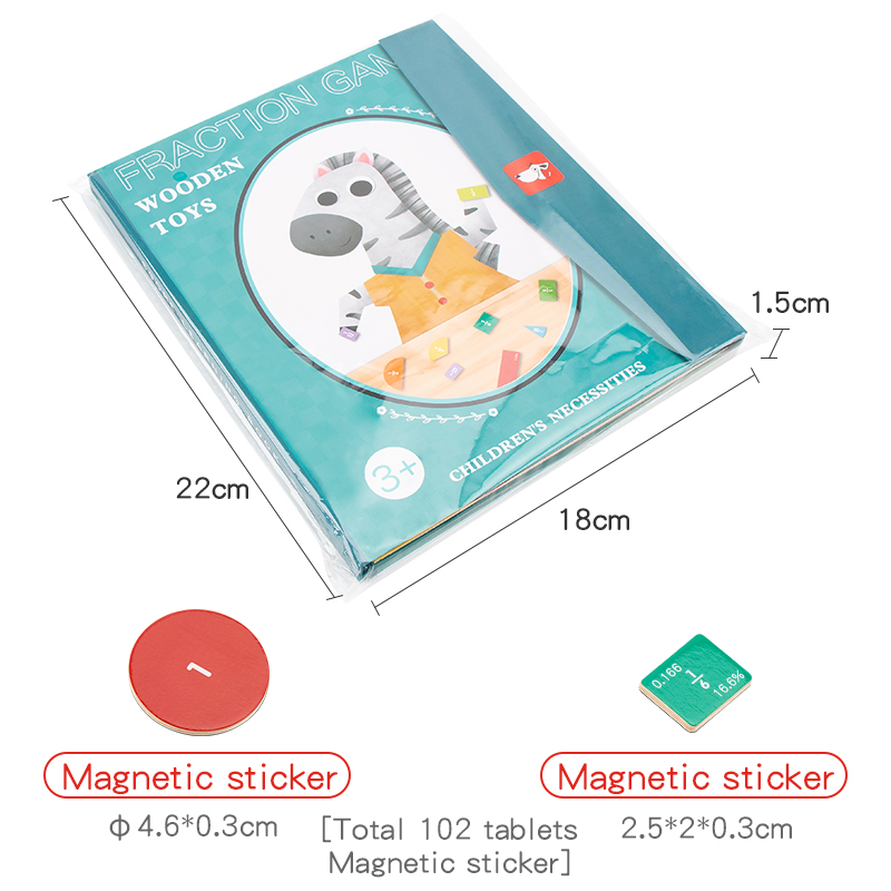 Wooden Magnetic Fraction Learning Math Toy for Children Kids Montessori Arithmetic Teaching Aids Educational Toys Boys Girls