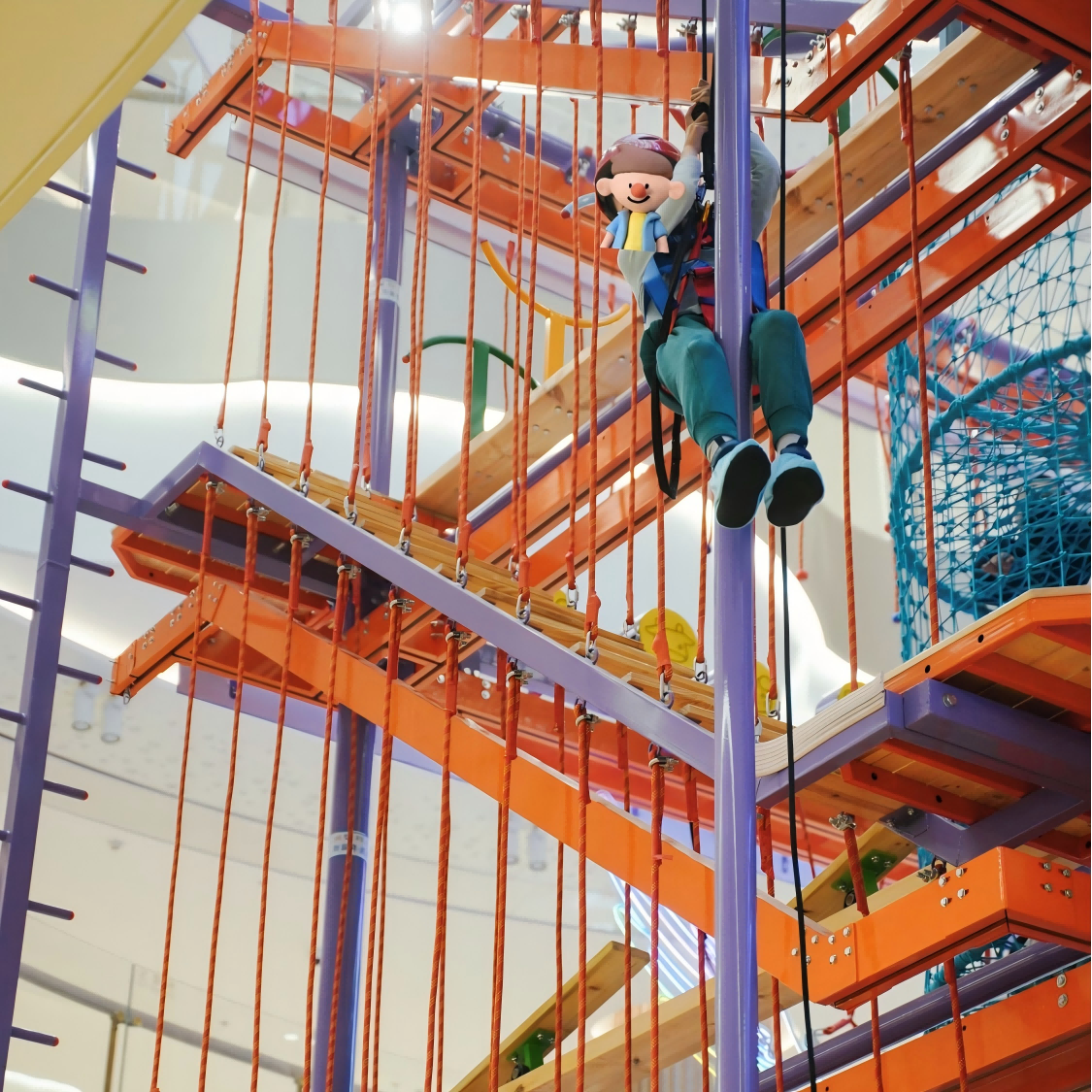 Children's Indoor Playground Equipment With Elevated Obstacle Course &amp; Rock Climbing Soft Play For Kids-Aoleao Brand