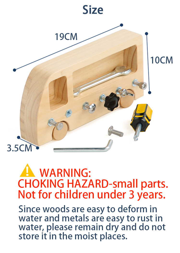Montessori Bus Busy Board Toy for Kids, Screwdriver Tool Set for Fine Motor Skills Training