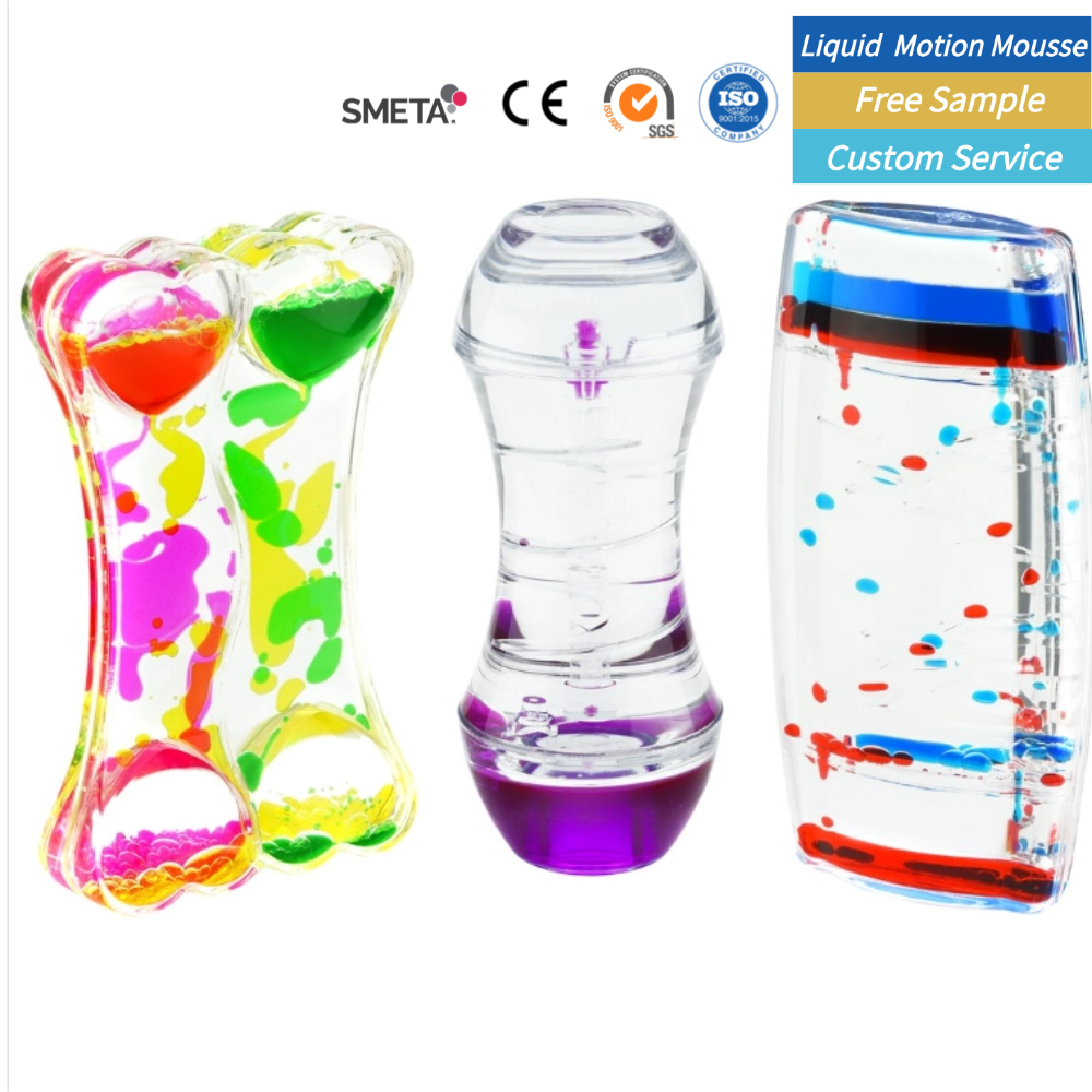 OEM/ODM Two Color Hot Selling Liquid Motion Timer Sensory Bubble Hourglass Gravity Science Toys for Children