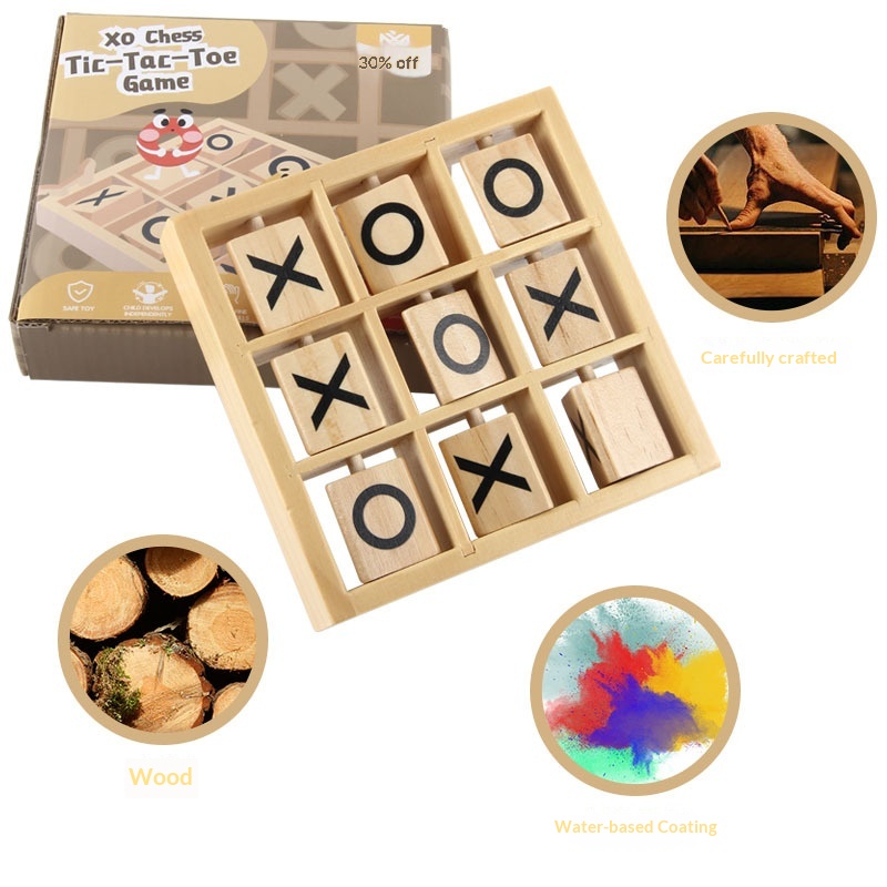 Children's Wooden Puzzle Fun Parent-Child Interaction Two-Person Battle Tic-Tac-Toe Logical Thinking Early Learning Desktop Toy