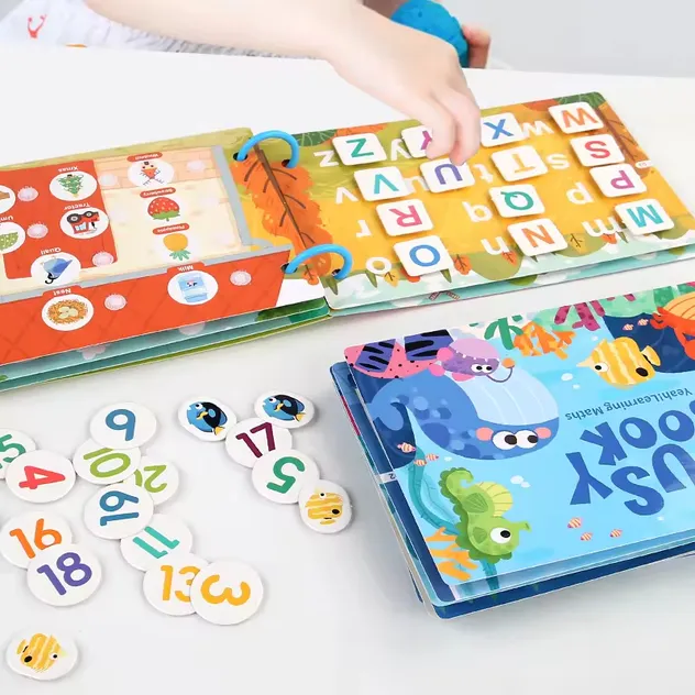 Montessori Sensory Educational Toys for Autism Kids Early Learning Busy Book with Alphabet Animals Made From Paper