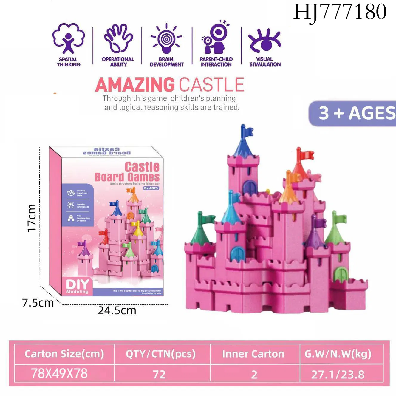 Kids Educational DIY Building Blocks Castle Toy Set Creative Plastic Construction Playset for Boys and Girls Age 3-8 Stem Toys