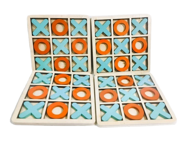 Wooden Tic Tac Toe Game Table Xo Toy for Family &amp; Children Educational Puzzle in Vibrant Colors