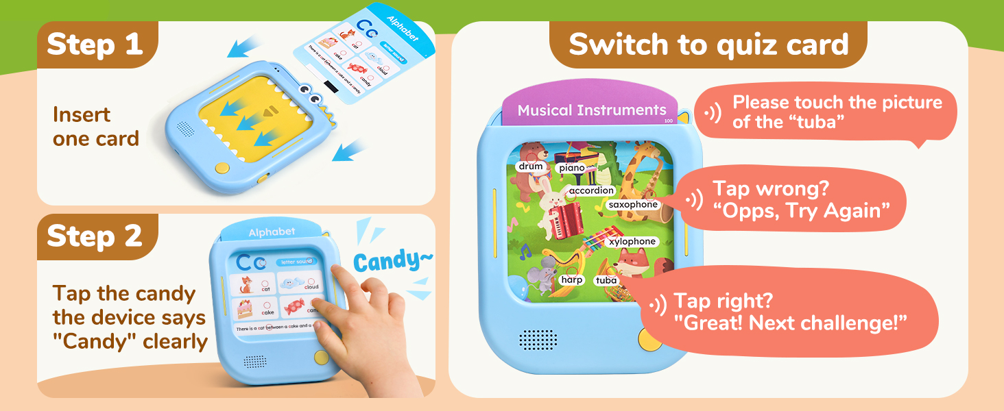 New Customized Kids Learning Tablet ABS Material Multiple Flash Cards Montessori Educational Toy Touch Sensor Sounds