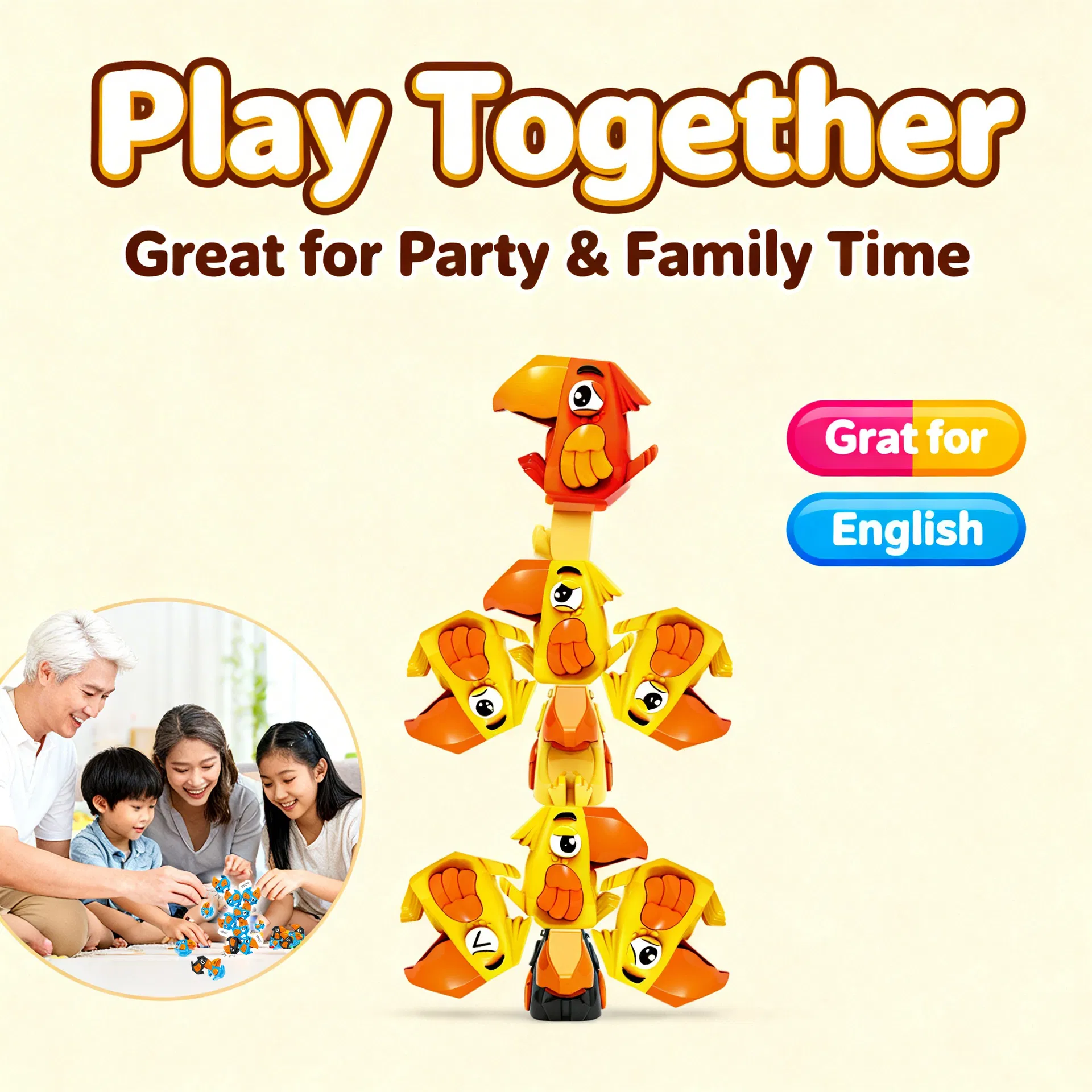 Children Educational Big Mouth Bird Stacking Game Kid Juguetes Toy Family Interactive Desktop Balance Training Toy for Kids Party Play