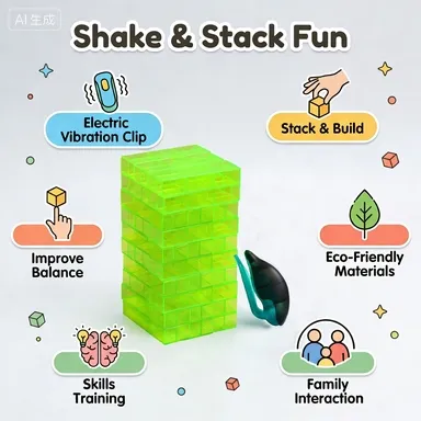 Bulk Wholesale Vibrating Clip Cube Stacking Building Blocks Game Multiplayer Interactive Educational Kids Party Toy