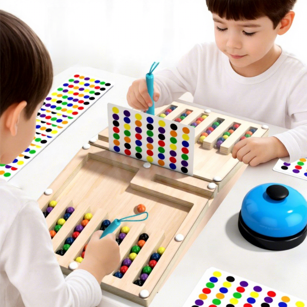 Montessori Wooden Sensory Autism Toys Educational Logic Thinking Training Parent-child Tabletop Battle Ball Game Sliding Puzzle