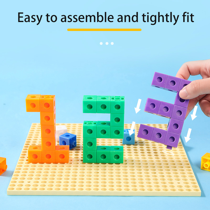 Kids Educational Toy Math Cubes Kids Playing Connecting Cubes Preschool Learning Puzzle Toys Plastic Blocks with Study Card