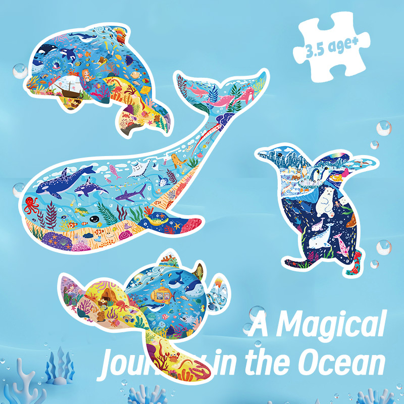 High Quality DIY Animal World Jigsaw Puzzles Customizable Early Childhood Education Toy for Ages 2-4 Years Special-shaped Puzzle