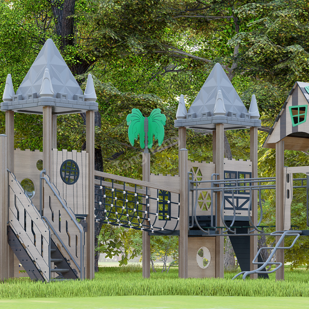 Eco-friendly Materials Kindergarten Children's Slide Outdoor Community Park Square Swing Toy Set Large Outdoor