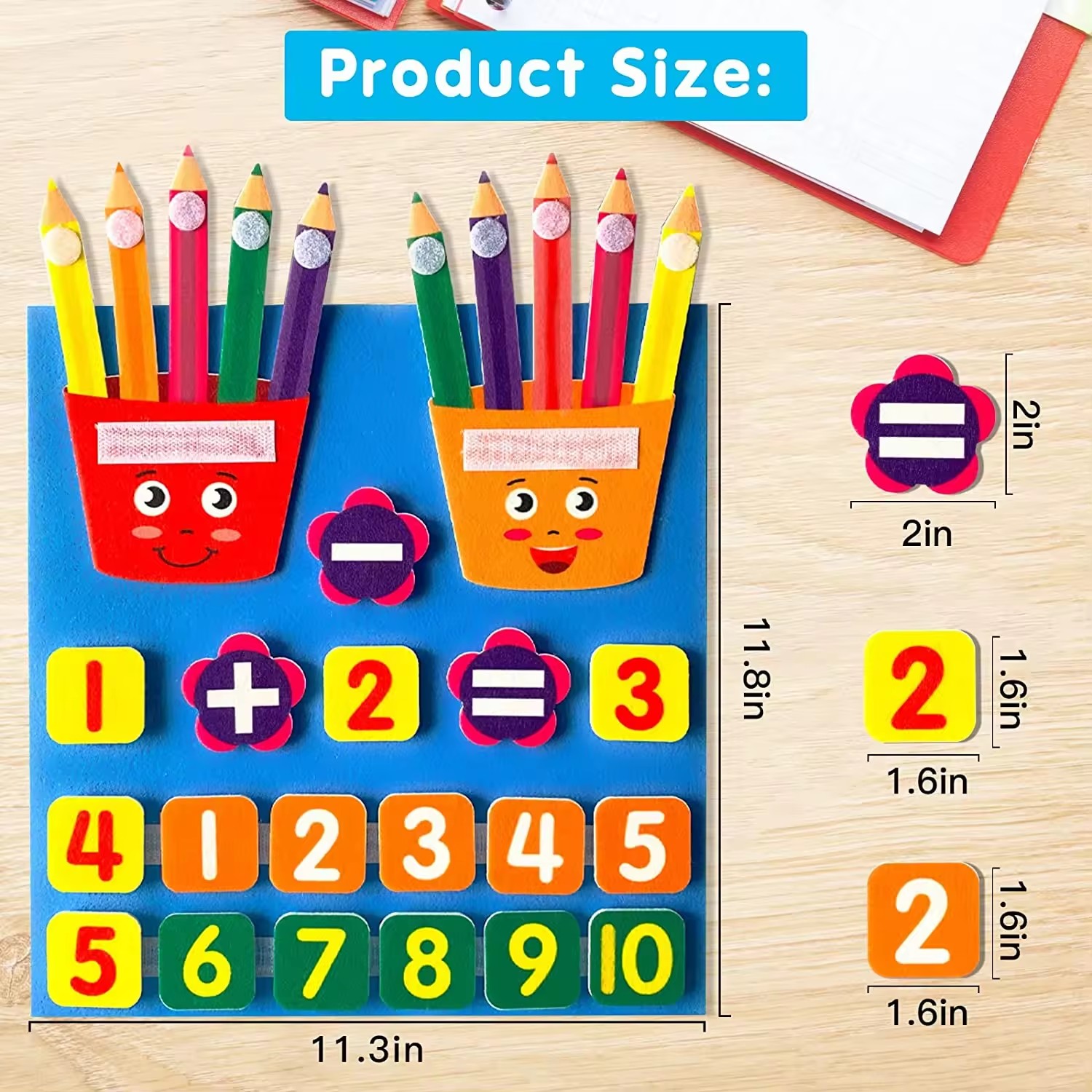 Kids Preschool Montessori Math Counters Learning Numbers Felt Board Counting Toys Handmade Animal Prints Multi-color Gifts