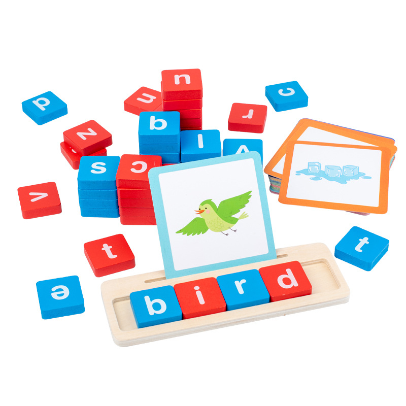 Word Spelling Game Wooden Toys Preschool English Learning Toys Puzzle Early Education Parent Child Interactive Q&amp;A Toys