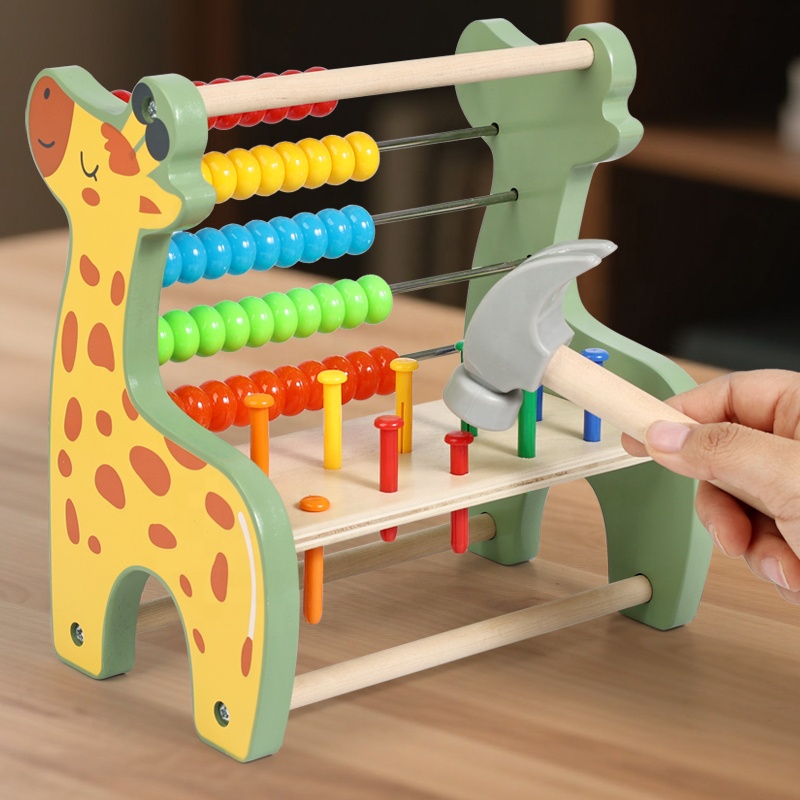 Counting Bench Math Toys Math Learning Board Game Mathematics 2-in-1 Cute Deer Shape Round Beads Rainbow Colorful Abacus
