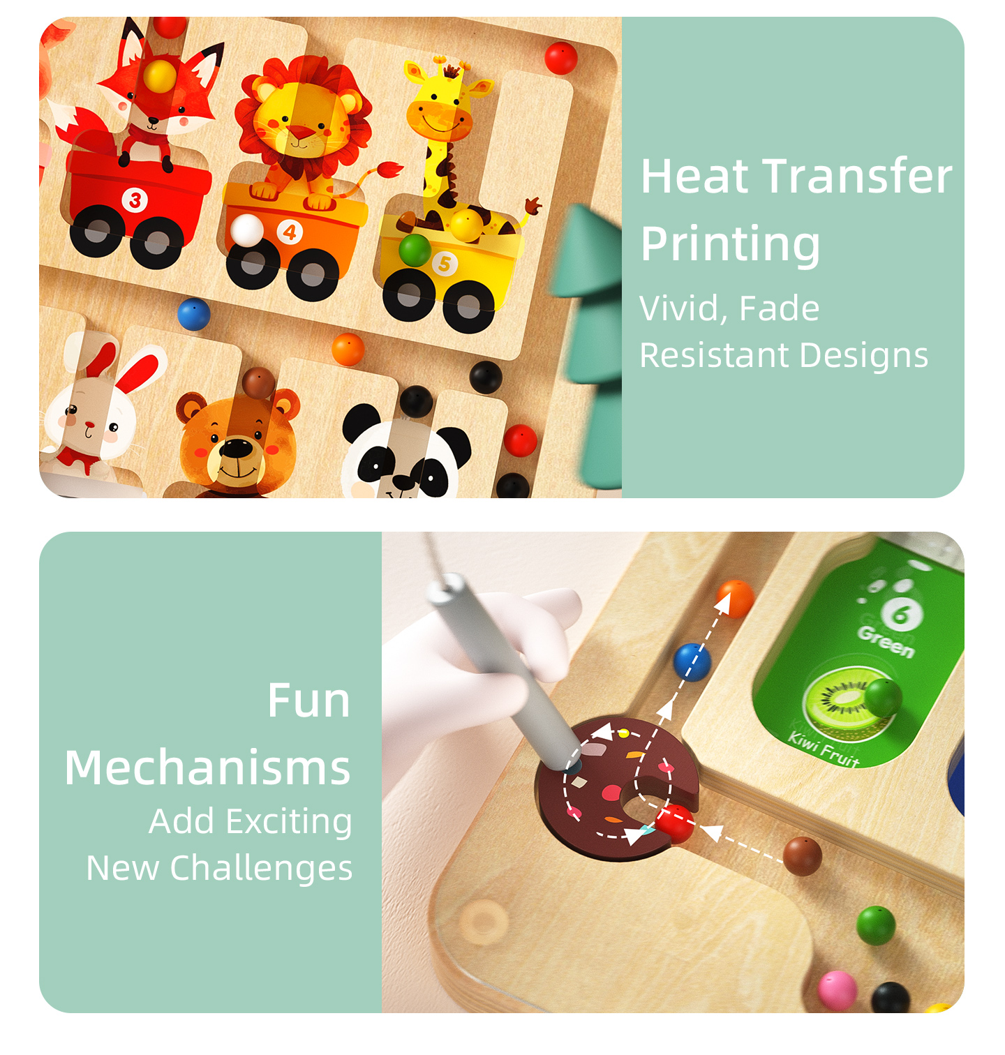 Montessori Wooden Educational Toys for Toddlers 1-3 Years Sensory Train Magnetic Maze