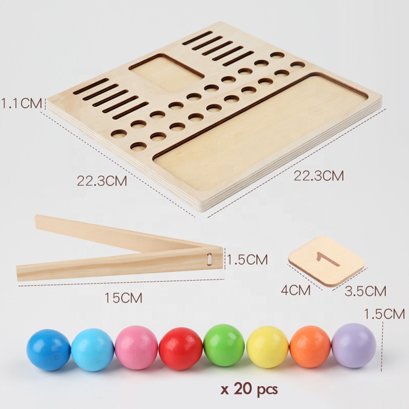 Children Learning Math Toy Education Game Montessori Wooden Counting Board Beads Tray Number Calculation Toy Kids Learning Math