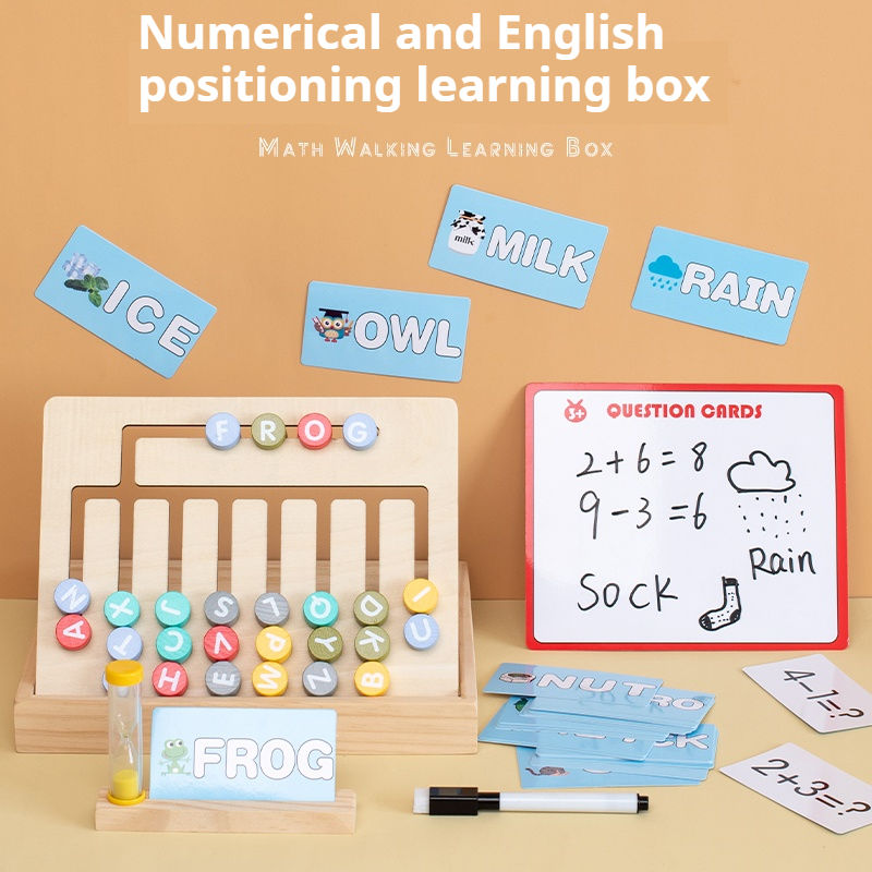 Double-Sided Math Letter Learning Box Interactive Montessori Toy with Arithmetic Games Letter Recognition Educational Gift