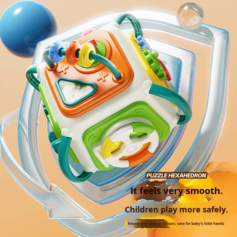 Baby Busy Board Cube Montessori Sensory Toys For Toddler Educational Learning Activities Travel Toy Lock Box Fine Motor Skill