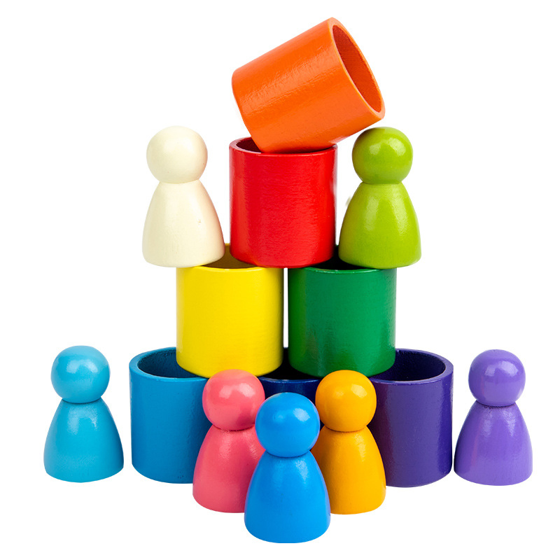 Wholesale Rainbow Factory Guangdong Educational Construction Motor Hockey Creative Montessori Material Wooden Building Baby Magnet Block Toys