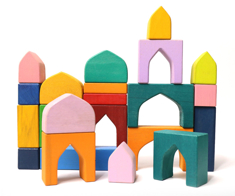 Wholesale Rainbow Factory Guangdong Educational Construction Motor Hockey Creative Montessori Material Wooden Building Baby Magnet Block Toys