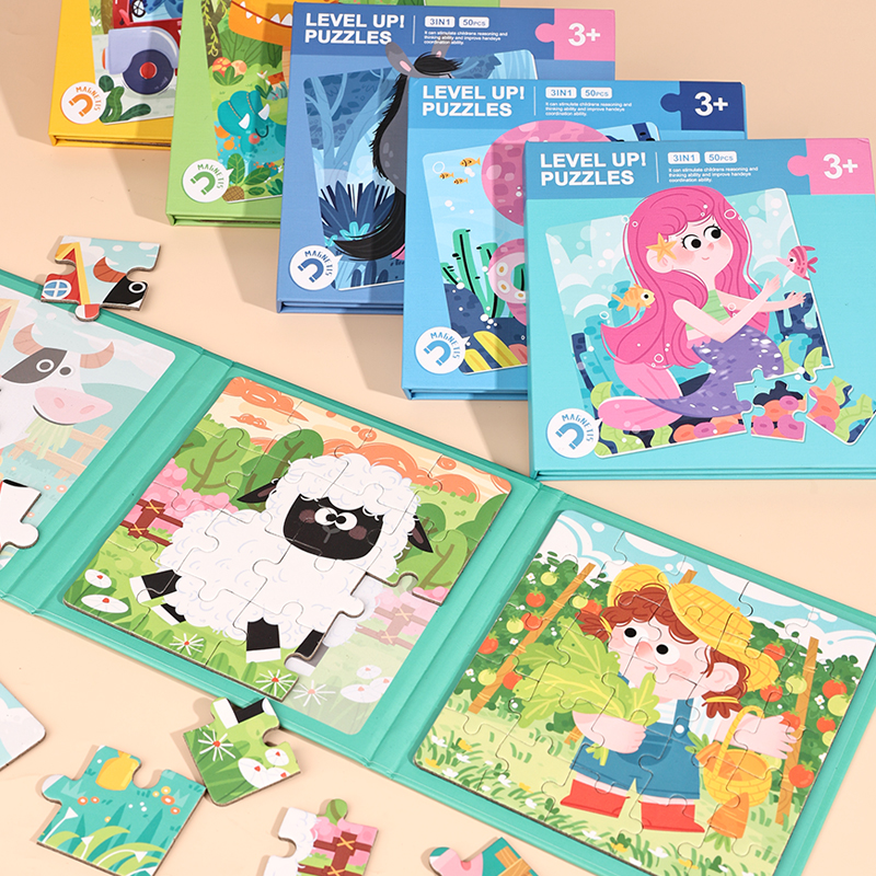 2026 New Arrivals Children's Early Education Magnetic Folding Puzzle Book Fine Motor Skills Learning Toys