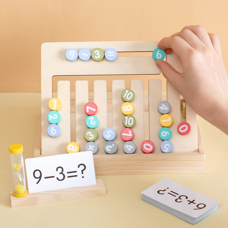 Double-Sided Math Letter Learning Box Interactive Montessori Toy with Arithmetic Games Letter Recognition Educational Gift