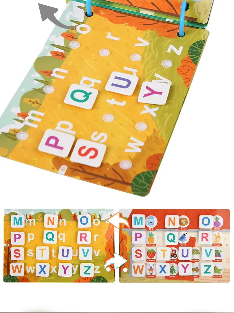 Montessori Sensory Educational Toys for Autism Kids Early Learning Busy Book with Alphabet Animals Made From Paper