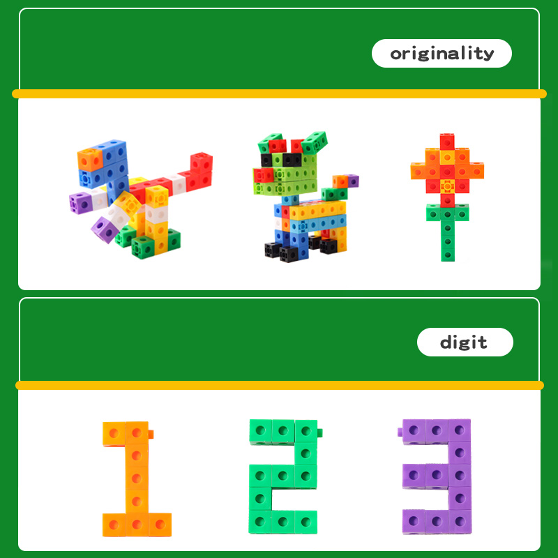 Kids Educational Toy Math Cubes Kids Playing Connecting Cubes Preschool Learning Puzzle Toys Plastic Blocks with Study Card