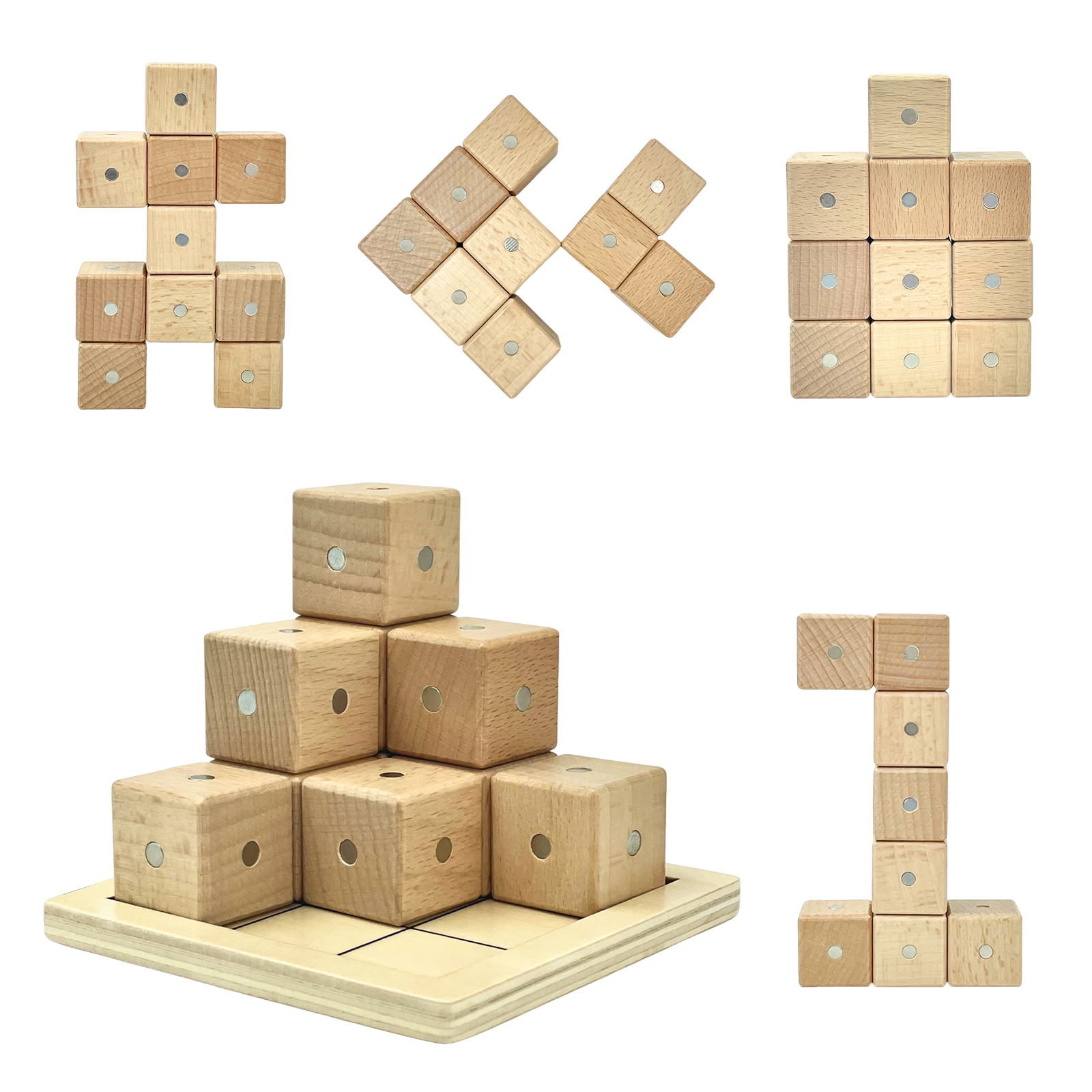 2025 Learning Preschool Toys Wooden Magnetic Building Blocks Magnetic Tile Montessori Blocks Set for Kids