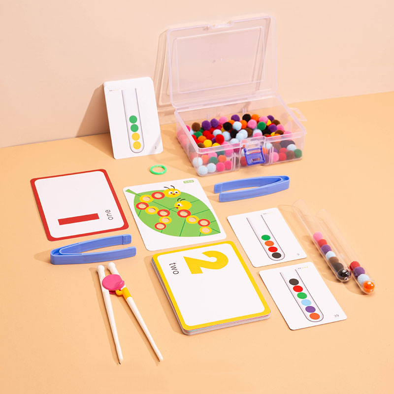 Five Test Tubes Clip Bead Toys, Exercise Focus, Baby Hand Fine Motor Color Cognitive Educational Toys Christmas, Halloween Gift