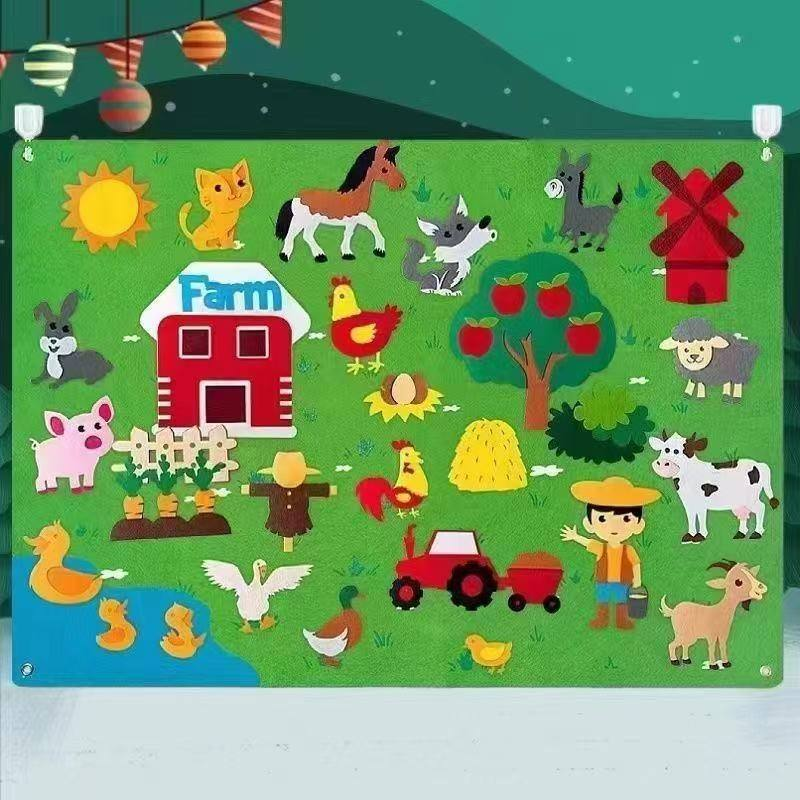 Preschool Learning Felt Story Zoo Educational Play Mat Set for 0-24 Months Unisex Factory Price
